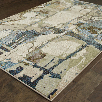 5 x 7 Blue & Gray Power Loom Rug
