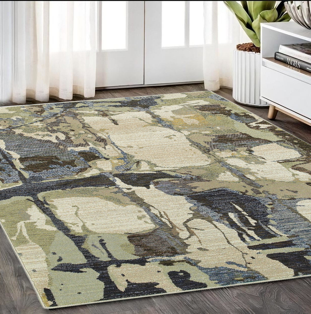 5 x 7 Blue & Gray Power Loom Rug