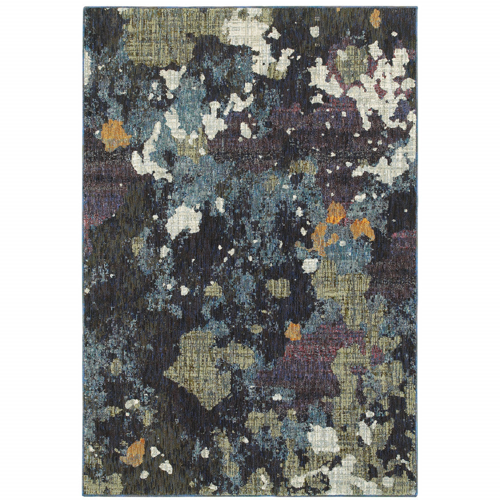 5 x 7 Blue & Green Power Loom Rug