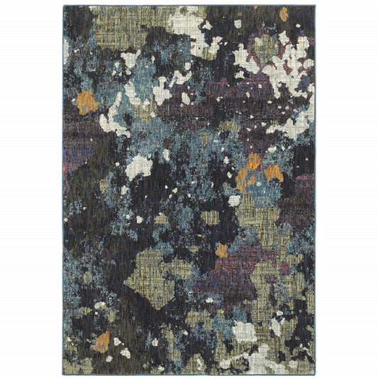 5 x 7 Blue & Green Power Loom Rug
