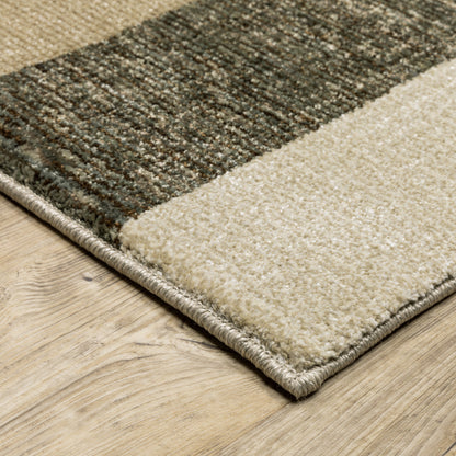 5 x 7 Brown & Ivory Geometric Power Loom Rug