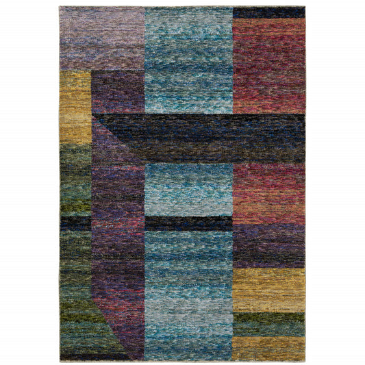 5 x 7 Purple & Red Geometric Power Loom Rug