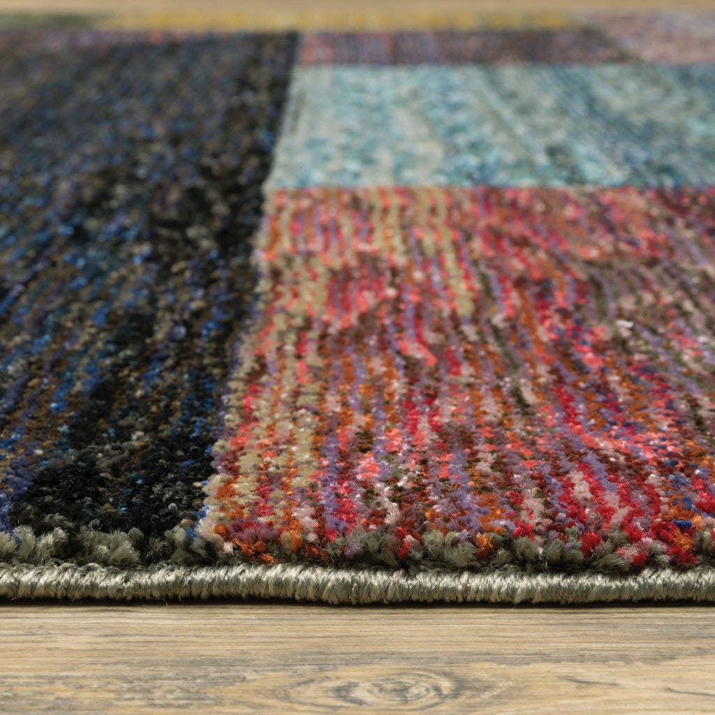 5 x 7 Purple & Red Geometric Power Loom Rug