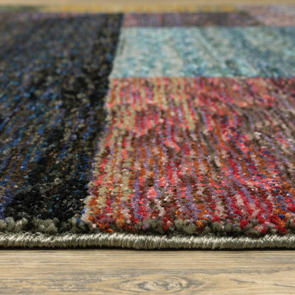 5 x 7 Purple & Red Geometric Power Loom Rug