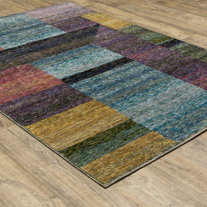 5 x 7 Purple & Red Geometric Power Loom Rug