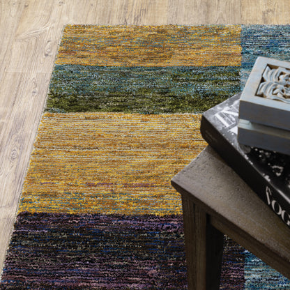 5 x 7 Purple & Red Geometric Power Loom Rug