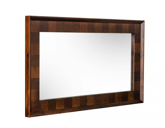 Dark Brown Solid Wood Framed Accent Mirror