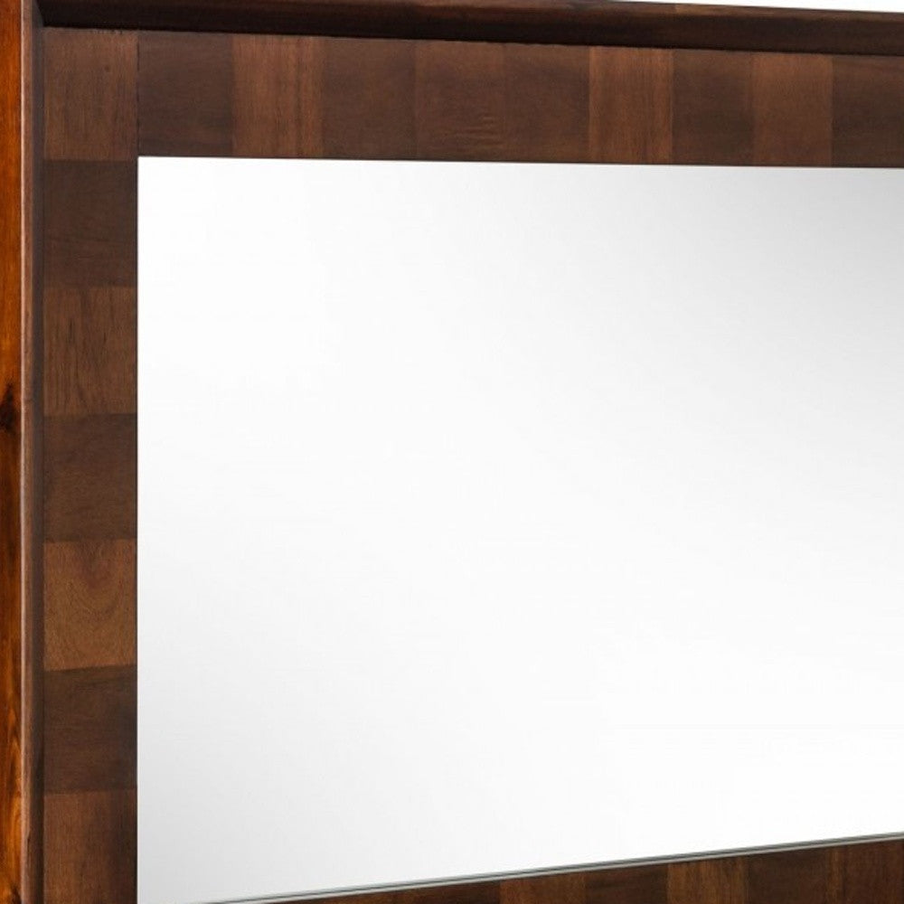 Dark Brown Solid Wood Framed Accent Mirror