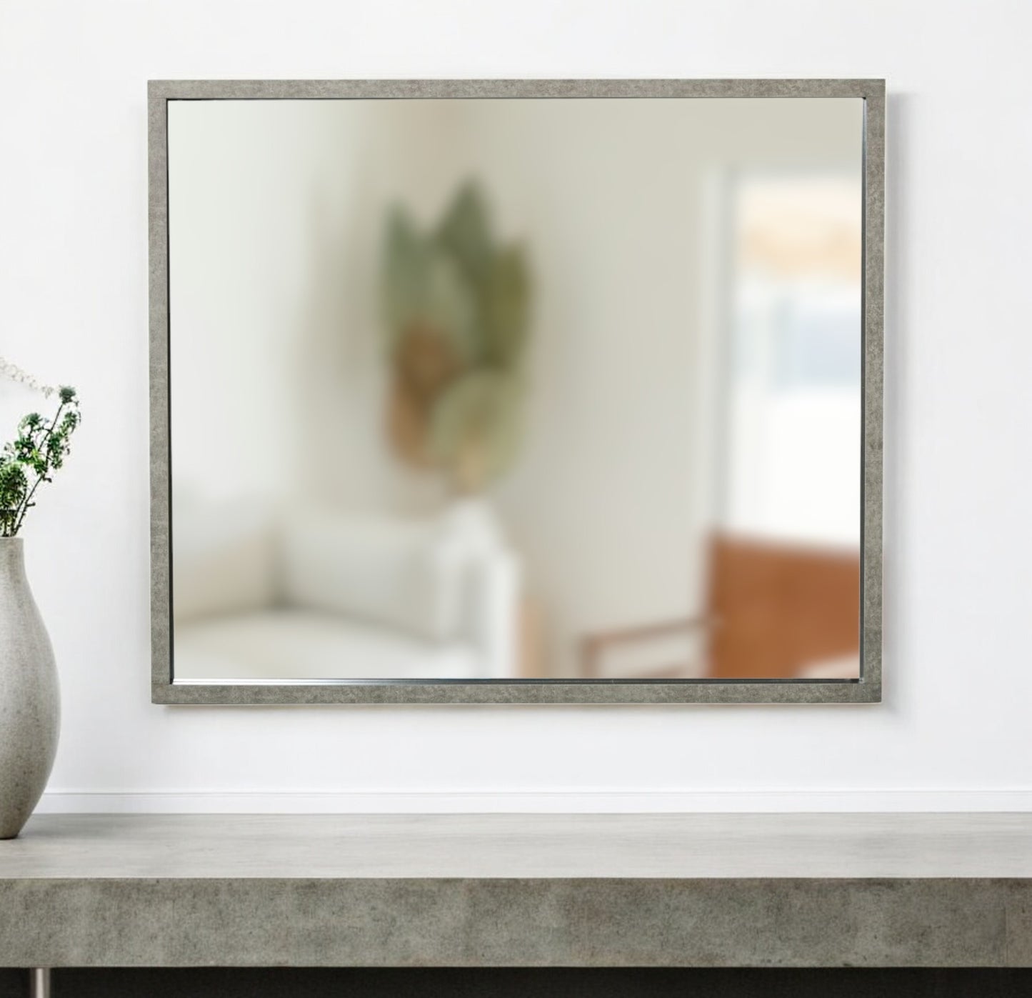Gray Faux Concrete Framed Accent Mirror