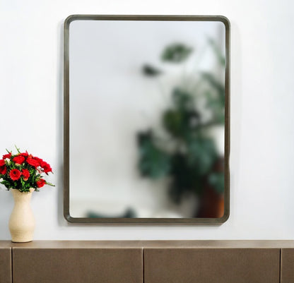 Dark Brown Solid Wood Framed Accent Mirror