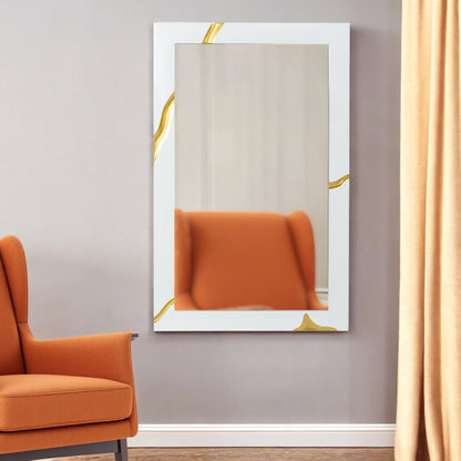 Gold and White Wood Framed Accent Mirror