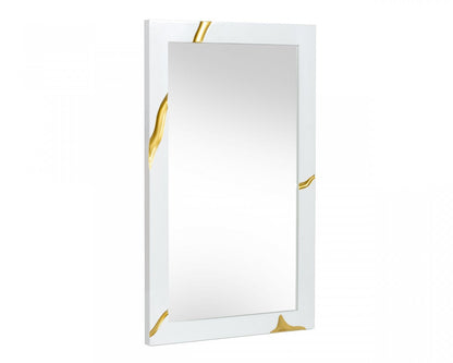 Gold and White Wood Framed Accent Mirror
