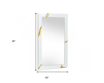 Gold and White Wood Framed Accent Mirror
