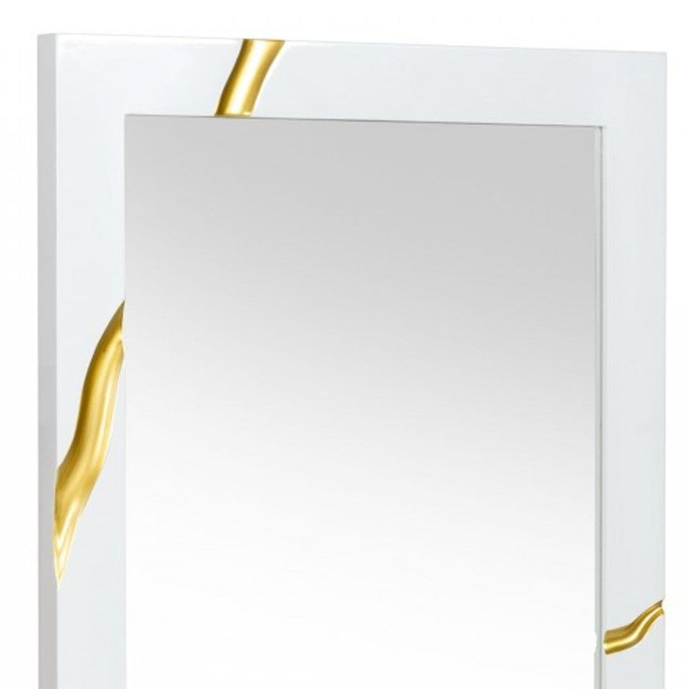 Gold and White Wood Framed Accent Mirror