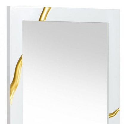 Gold and White Wood Framed Accent Mirror