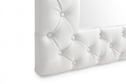 White Faux Leather Leaning Accent Mirror