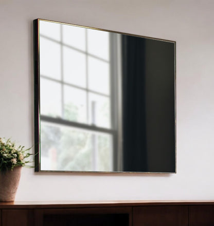 Gray Square Metal Framed Accent Mirror