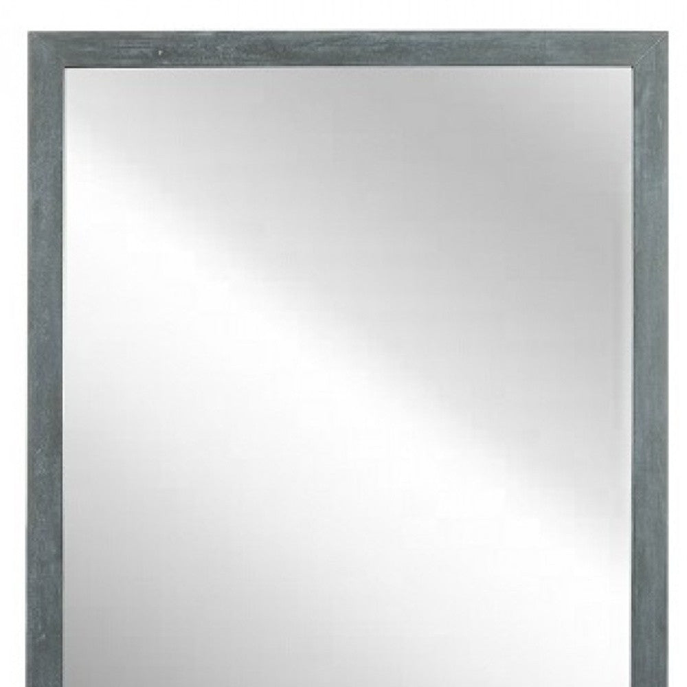 Dark Gray Solid Wood Framed Accent Mirror