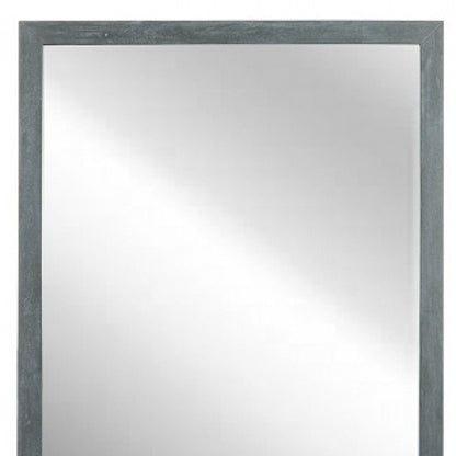 Dark Gray Solid Wood Framed Accent Mirror