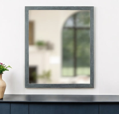 Dark Gray Solid Wood Framed Accent Mirror
