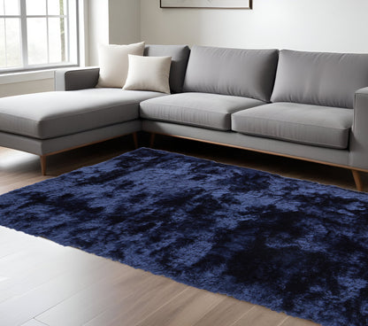 8 x 10 Blue & Black Shag Tufted Handmade Rug