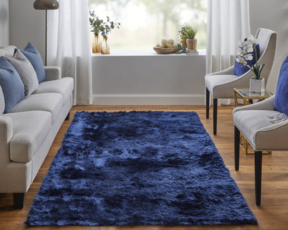 8 x 10 Blue & Black Shag Tufted Handmade Rug