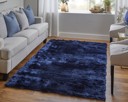 8 x 10 Blue & Black Shag Tufted Handmade Rug