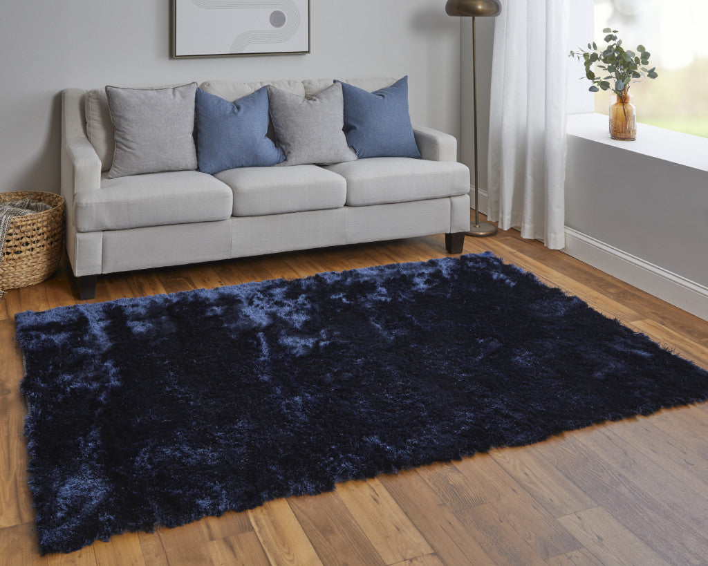 8 x 10 Blue & Black Shag Tufted Handmade Rug