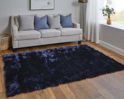 8 x 10 Blue & Black Shag Tufted Handmade Rug