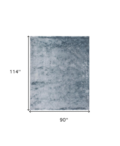 8 x 10 Blue & Silver Shag Tufted Handmade Rug