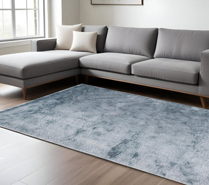 8 x 10 Blue & Silver Shag Tufted Handmade Rug