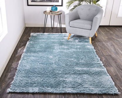 8 x 10 Blue & Silver Shag Tufted Handmade Rug