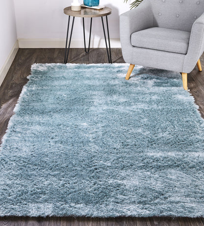 8 x 10 Blue & Silver Shag Tufted Handmade Rug