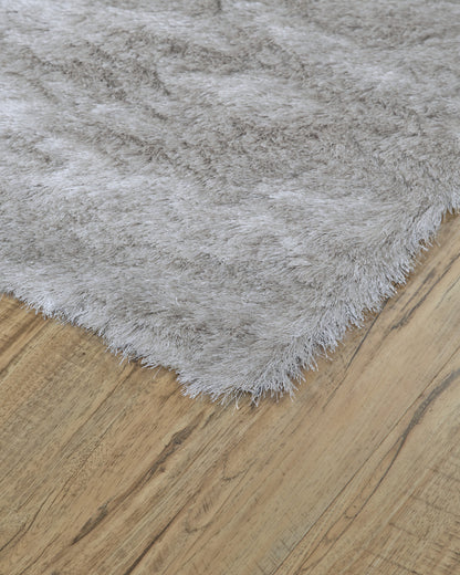 8 x 10 Gray & Silver Shag Tufted Handmade Rug