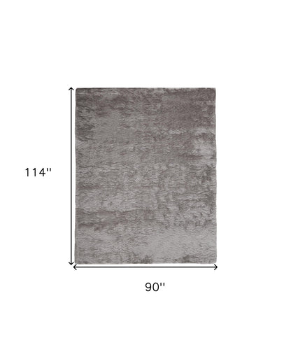 8 x 10 Gray & Silver Shag Tufted Handmade Rug
