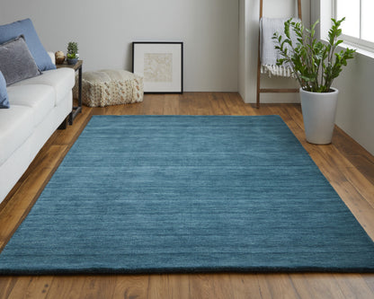 10 x 13 Blue Green Wool Hand Woven Rug