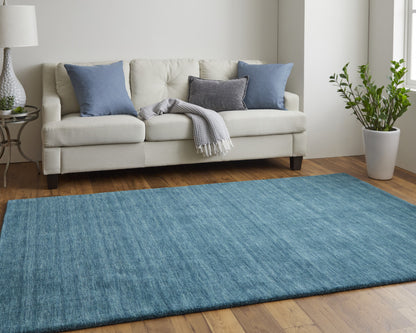 10 x 13 Blue Green Wool Hand Woven Rug