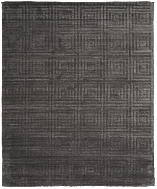 8 x 10 Gray Geometric Hand Woven Rug