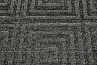 8 x 10 Gray Geometric Hand Woven Rug