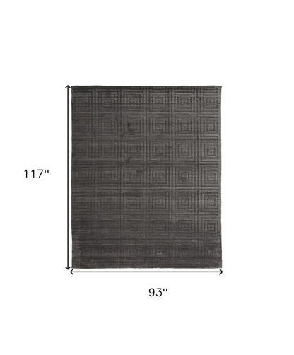 8 x 10 Gray Geometric Hand Woven Rug