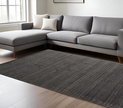 8 x 10 Gray Geometric Hand Woven Rug