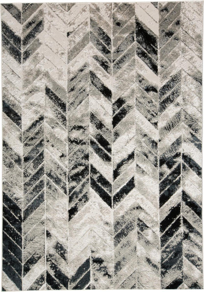 8 x 10 Black Gray & Silver Geometric Rug