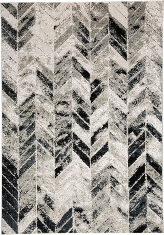 8 x 10 Black Gray & Silver Geometric Rug