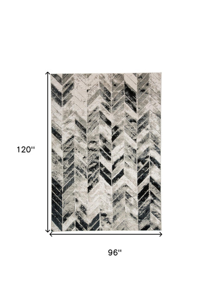 8 x 10 Black Gray & Silver Geometric Rug