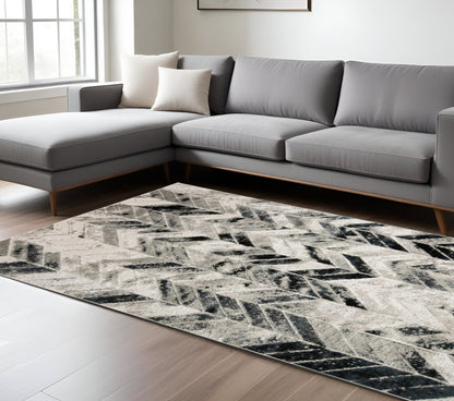 8 x 10 Black Gray & Silver Geometric Rug