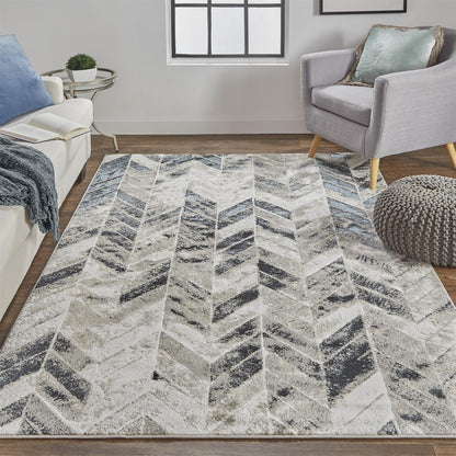 8 x 10 Black Gray & Silver Geometric Rug