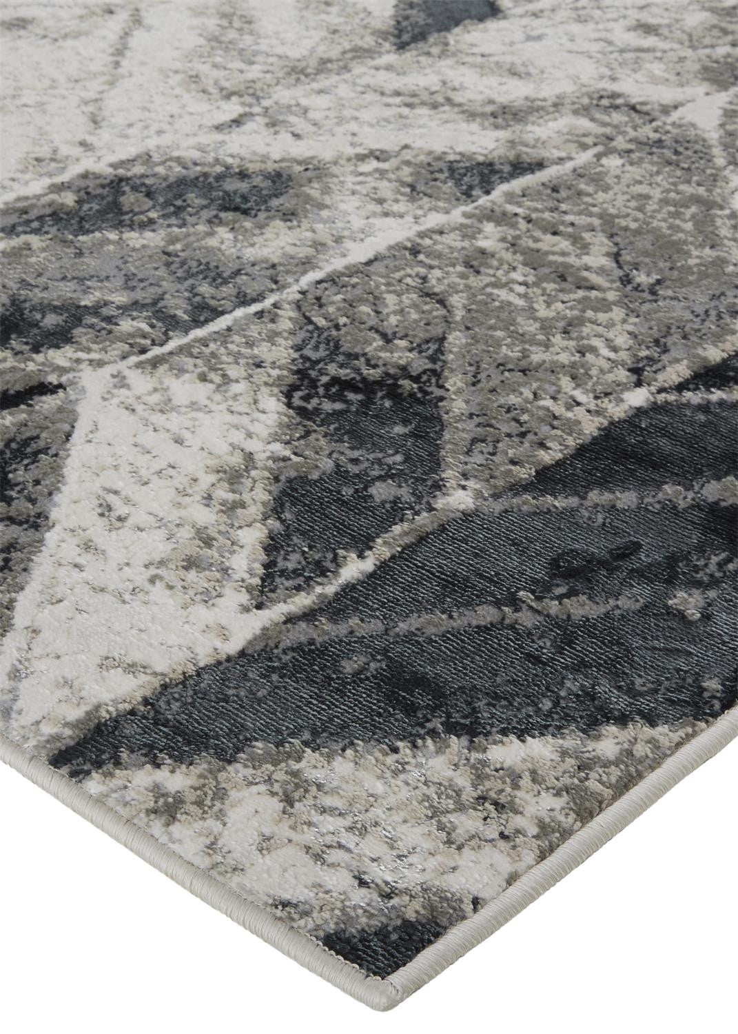 8 x 10 Black Gray & Silver Geometric Rug