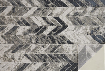 8 x 10 Black Gray & Silver Geometric Rug