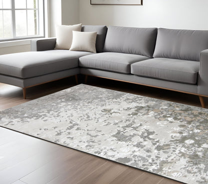 8 x 10 Silver Gray & White Rug