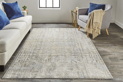 10 x 13 Ivory & Gray Stain Resistant Rug